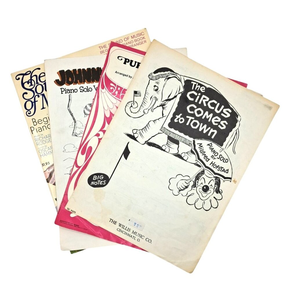 Vintage Piano Sheet Music Lot The Circus Comes To Town, Puff The Magic Dragon, J